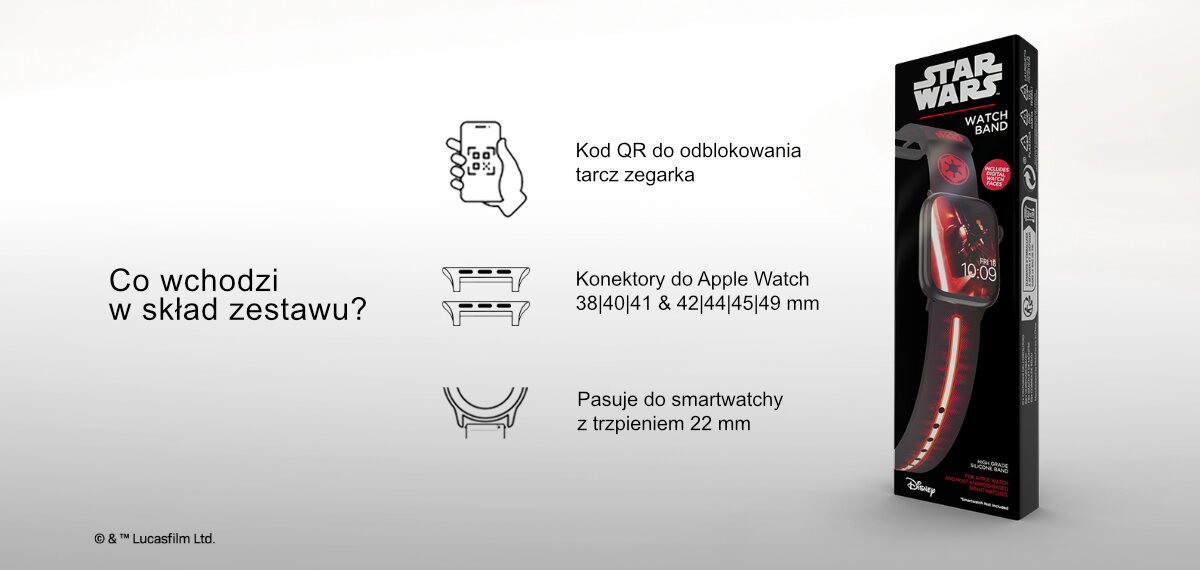 Pasek Star Wars do Apple Watch dedykowana tarcza kompatybilność