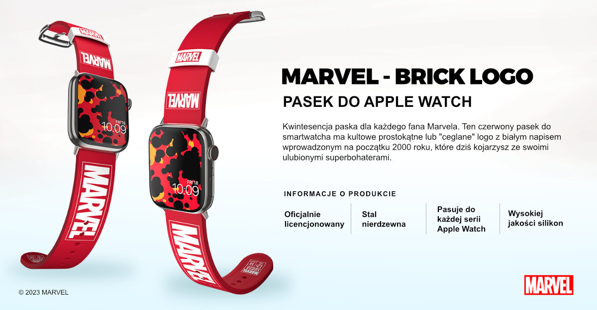 Pasek Moby Fox MARVEL do Apple Watch silikon odporność giazdo 22 mm