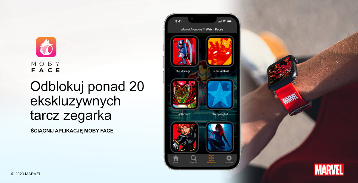 Pasek Moby Fox MARVEL do Apple Watch aplikacja kod qr