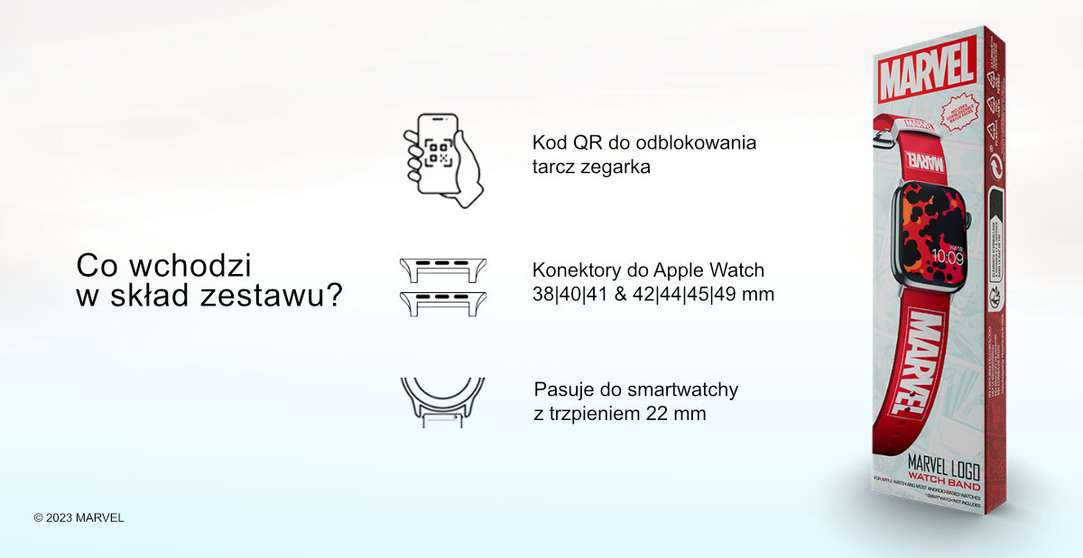 Pasek Moby Fox MARVEL do Apple Watch dedykowana tarcza kompatybilność