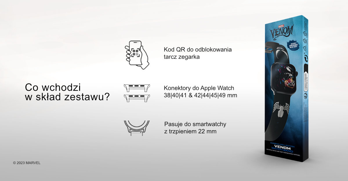 Pasek Venom do Apple Watch dedykowana tarcza kompatybilność