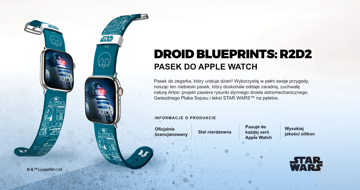 Pasek Star Wars do Apple Watch silikon odporność giazdo 22 mm