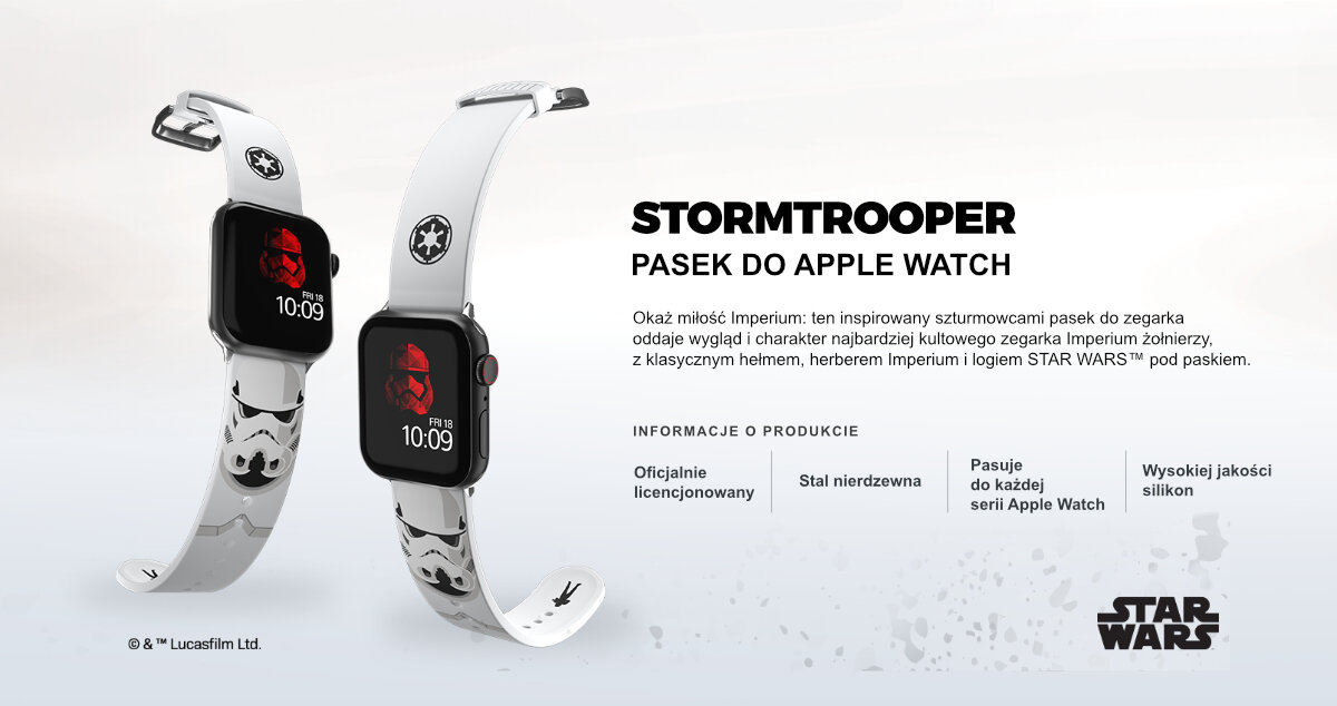 Pasek Star Wars do Apple Watch silikon odporność giazdo 22 mm