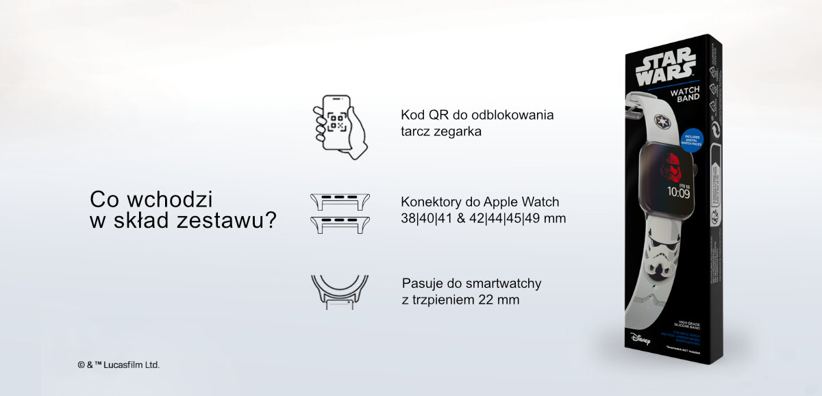 Pasek Star Wars do Apple Watch dedykowana tarcza kompatybilność