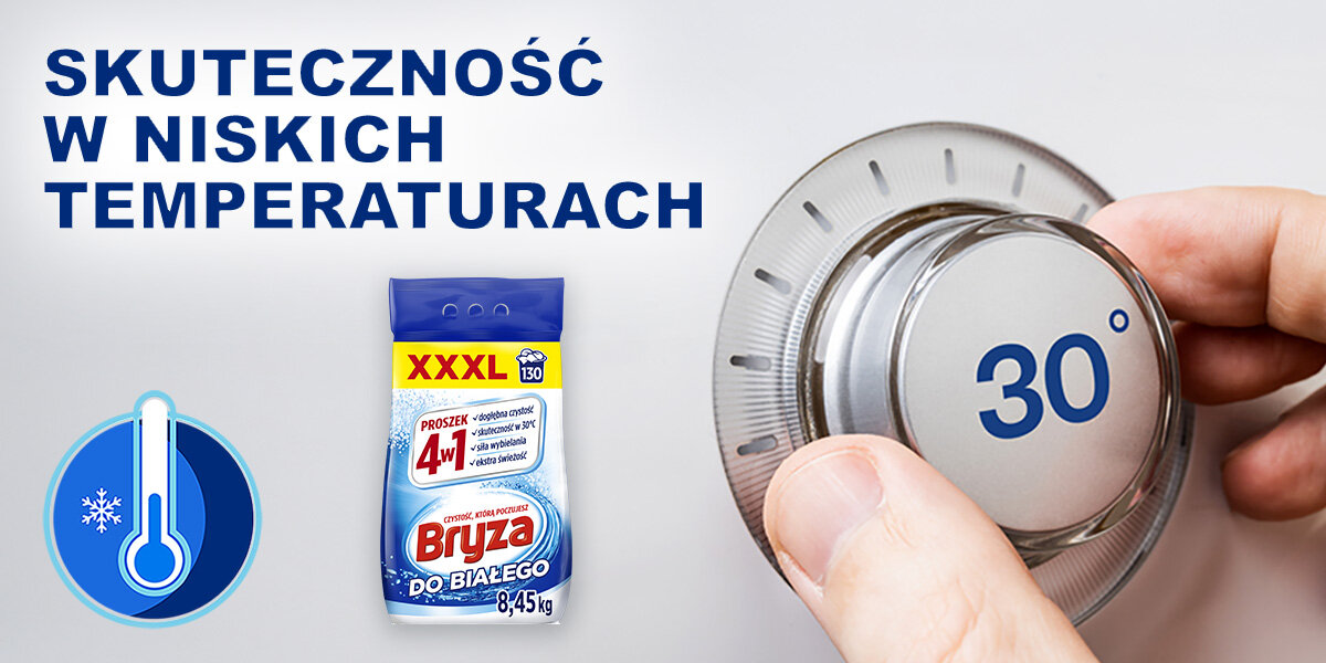 PROSZEK DO PRANIA BRYZA 4W1 WHITE wizualizacja Śnieżnobiała czystość