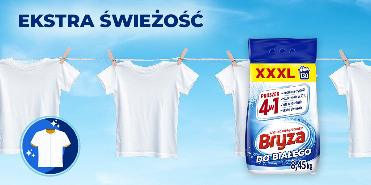 PROSZEK DO PRANIA BRYZA 4W1 WHITE wizualizacja Siła formuły proszku