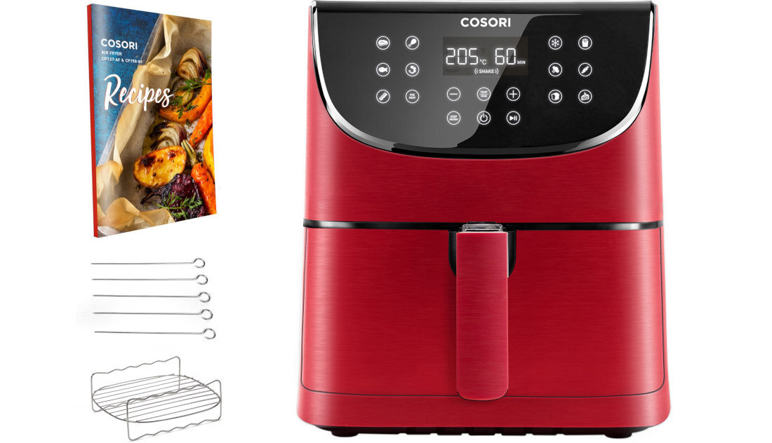 Frytkownica beztluszczowa COSORI CP158-AF-RXR Czerwony Air Fryer zestaw akcesoria komplet wyposazenie