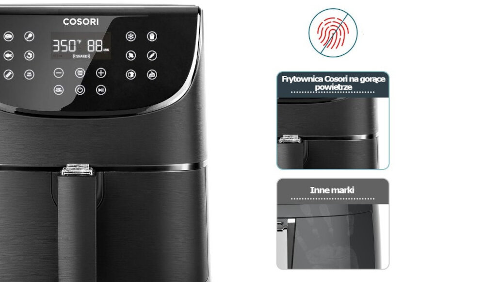 Frytkownica beztluszczowa COSORI CS158-AF-RXB czarny Air Fryer powierzchnia odporna na odciski palcow