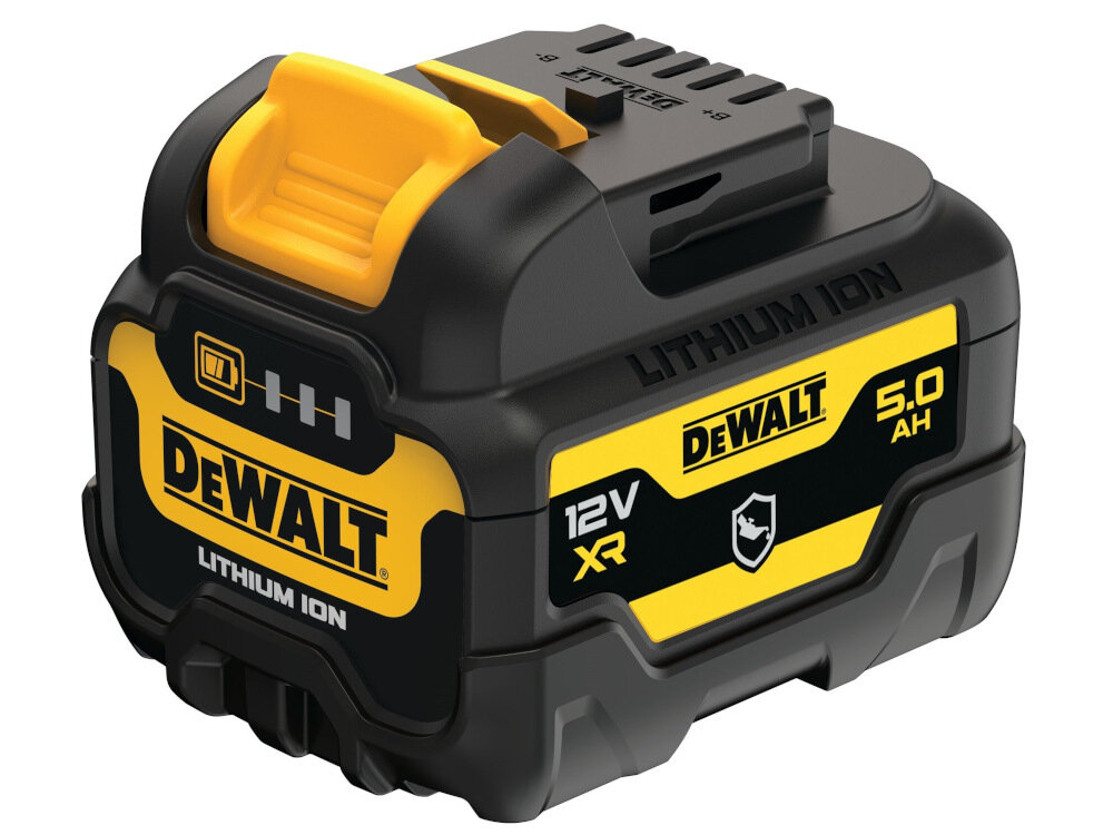 Akumulator DEWALT DCB126G-XJ 5.0 Ah 12V praca bez uciazliwego kabla mobilnosc eleastycznosc niewielkich rozmiarow 90 x 65 x 65 mm niska waga 0,47 kg