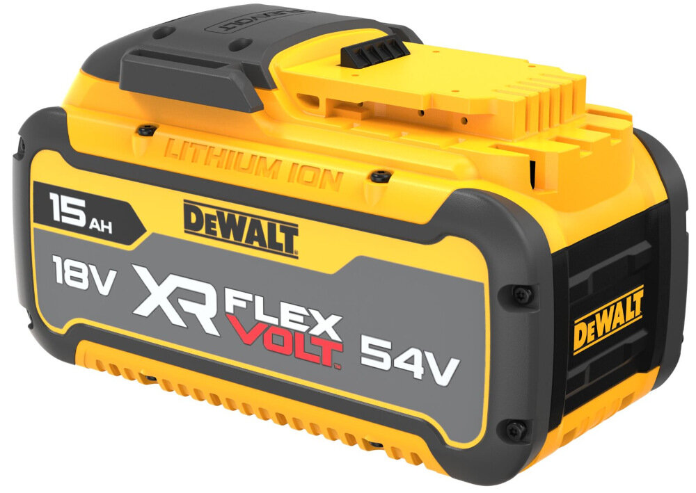 Akumulator DEWALT DCB549-XJ 15Ah 18V-54V bezpieczenstwo trwalosc zabezpieczenie przed przeciazeniem i przegrzaniem brak efektu pamieci brak samorozladowania duza efektywnosc dzialania nie ulegnie rozladowaniu w stanie spoczynku trwala obudowa odporna na pekanie