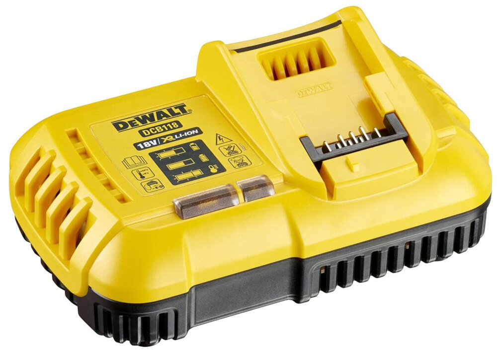 Akumulator DEWALT DCB549-XJ 15Ah 18V-54V kompatybilny z wieloma narzedzami efektywnosc pracy ladowanie za pomoca dedykowanej ladowarki szybkie efektywne ogranicza przestoje w pracy 3-zakresowy wskaznik stanu naladowania LED
