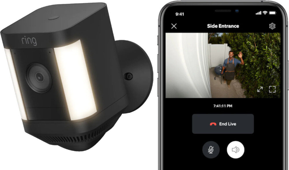 Kamera RING Spotlight Cam Plus Battery obsługa aplikacja sterowanie łączność