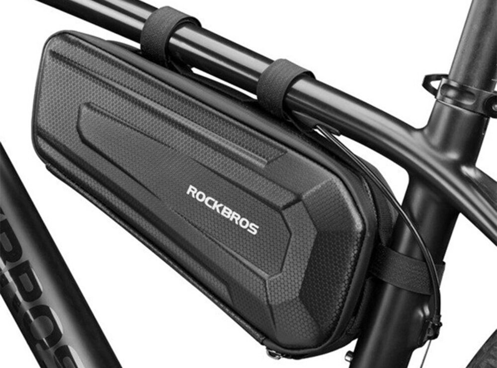 Torba rowerowa na ramę ROCKBROS B66 3 regulowane paski z rzepami latwy montaz i demontaz waga 245 g wymiary 29 x 10 x 6 cm niewielki rozmiar
