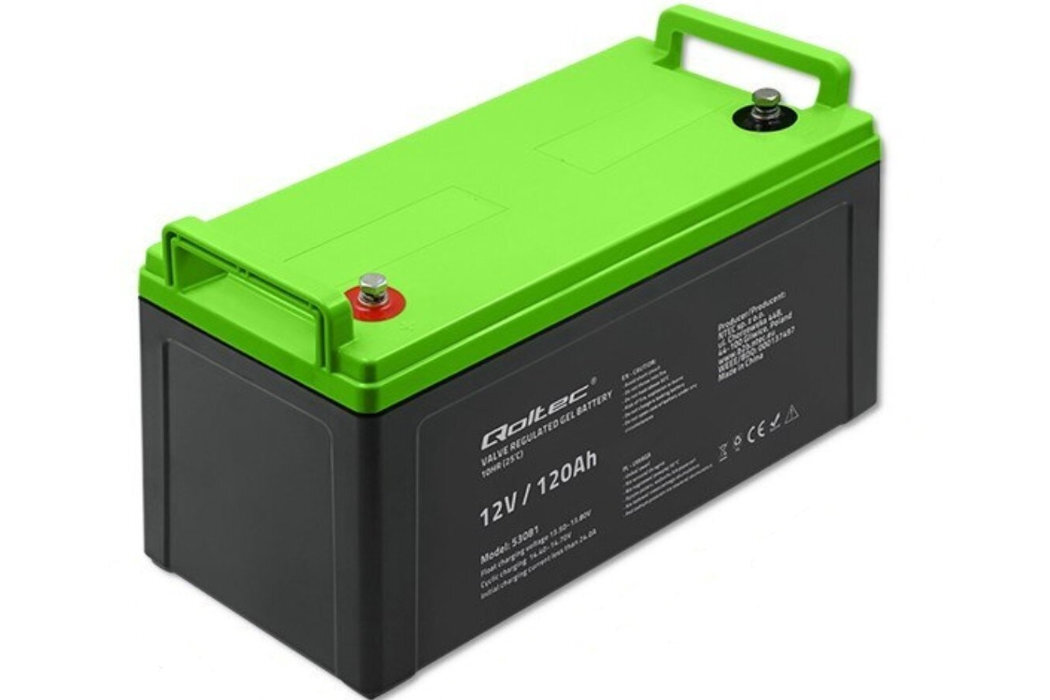 Akumulator QOLTEC 53081 120Ah 12V żywotność bateria wspomaganie waga wymiary przenośny