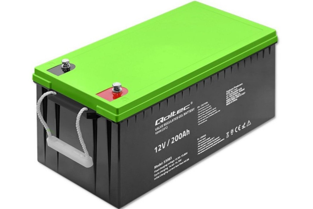Akumulator QOLTEC 53083 200Ah 12V żywotność bateria wspomaganie waga wymiary przenośny