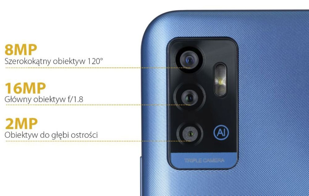 Smartfon ZTE Blade A71 ekran bateria aparat procesor ram pamięć pojemność rozdzielczość zdjęcia filmy opis dane cechy blokady system łączność wifi bluetooth obudowa szkło odporność porty muzyka transfer sieć przekątna matryca waga czujniki oled amoled ips