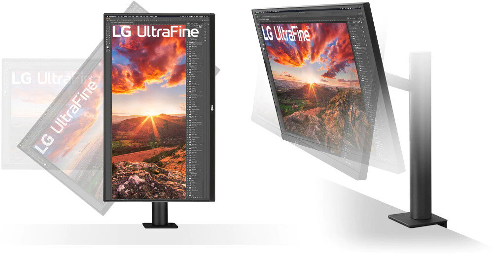 Monitor LG UltraFine 27UN880P-B uchwyt regulacja położenie pivot ergonomia