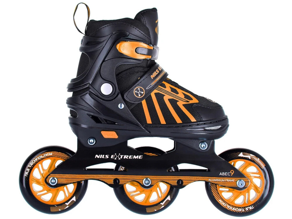 Łyżworolki NILS EXTREME NA18812 A (rozmiar 34-38) dedykowane poczatkujacym i srednio zaawansowanym rolkarzom wytrzymala skorupa szybka dynamiczna jazda swietna zwrotnosc precyzja stabilnosc rozmiaru do 34 do 38