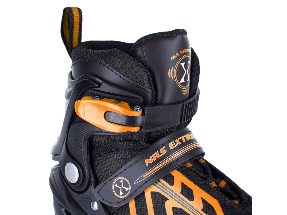 Łyżworolki NILS EXTREME NA18812 A (rozmiar 695684) klamra dwusekcyjna pasek na rzep sznurowadla maksymalne bezpieczenstwo sprawdzaja sie niezaleznie od pogody maksymalna dynamika pelne bezpieczenstwo optymalna stabilizacja stopy 