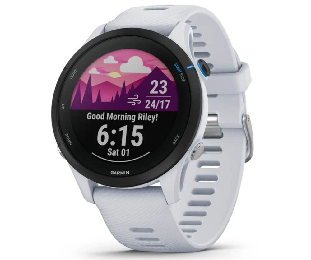 SMARTWATCH GARMIN Forerunner 255 Music ekran bateria czujniki zdrowie sport pasek ładowanie pojemność rozdzielczość łączność sterowanie krew puls rozmowy smartfon aplikacja
