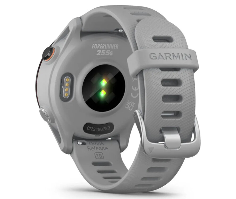 SMARTWATCH GARMIN FORERUNNER 255S ekran bateria czujniki zdrowie sport pasek ładowanie pojemność rozdzielczość łączność sterowanie krew puls rozmowy smartfon aplikacja