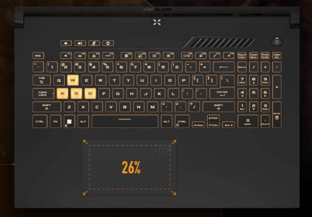 Laptop ASUS TUF Gaming A15 - Podświetlana klawiatura Overstroke jednolite podświetlenie