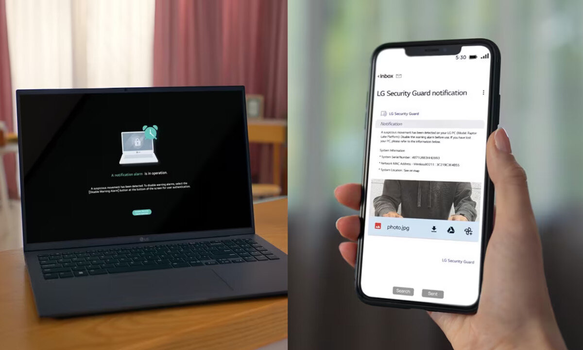 Laptop LG Gram 2023 17Z90R-G.AD7BY blokowanie ochrona zabezpieczenia alarm