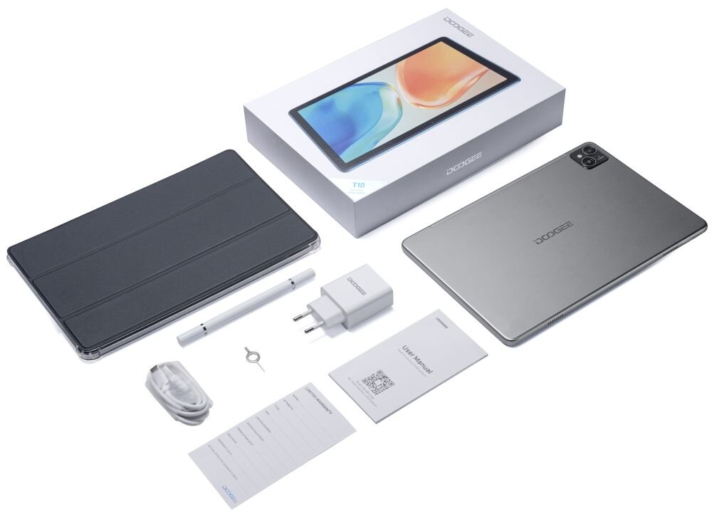 Tablet DOOGEE T10 ekran bateria aparat procesor ram pamięć pojemność rozdzielczość zdjęcia filmy opis dane cechy blokady system łączność wifi bluetooth obudowa szkło odporność porty muzyka transfer sieć przekątna matryca waga czujniki oled amoled ips