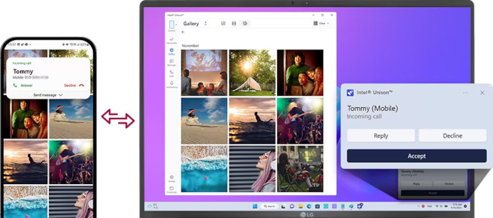 Laptop LG Gram Style 2023 16Z90RS-G.AA77Y współpraca smartfon informacje transfer