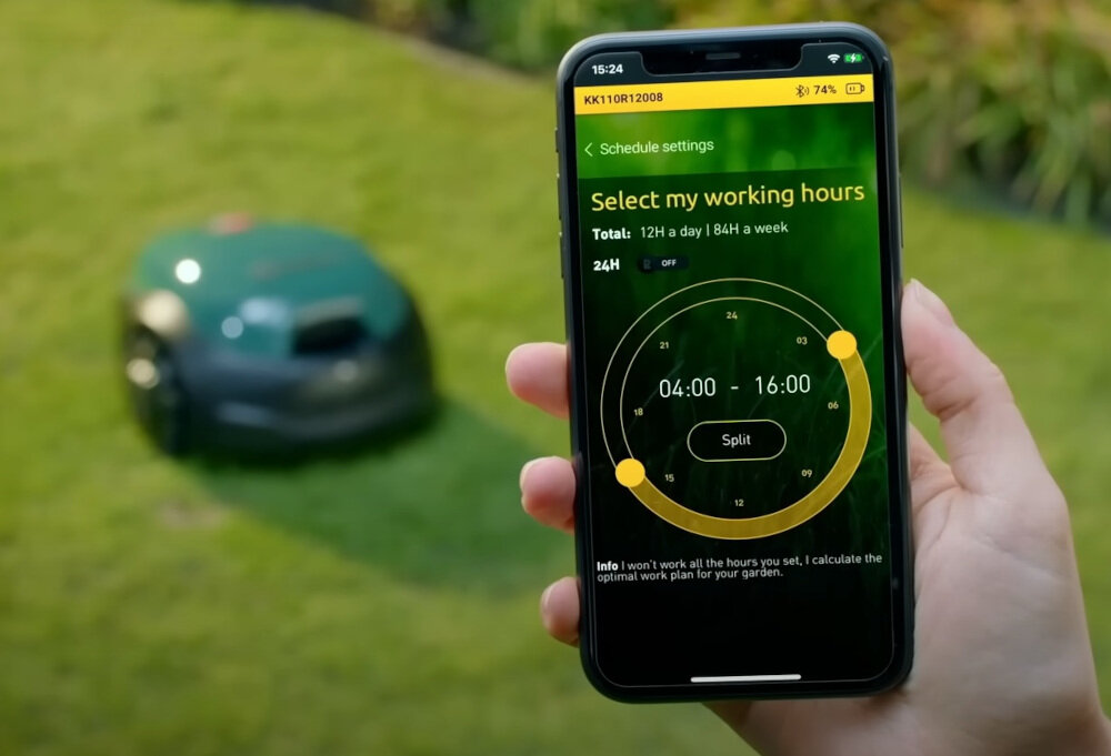 Robot koszący ROBOMOW RK2000 22AKHAFB619 sterowanie Bluetooth sterowanie za pomocą Bluetooth aplikacja na smartfon Robomow