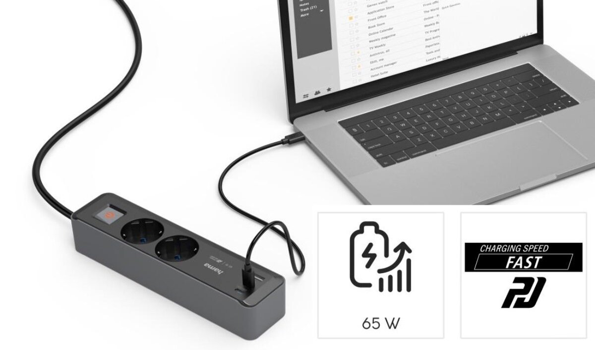 zdjęcie LISTWY ZASILAJĄCEJ 2GN SCHUKO, 1,4M, 2xUSB C/A, PD 65W