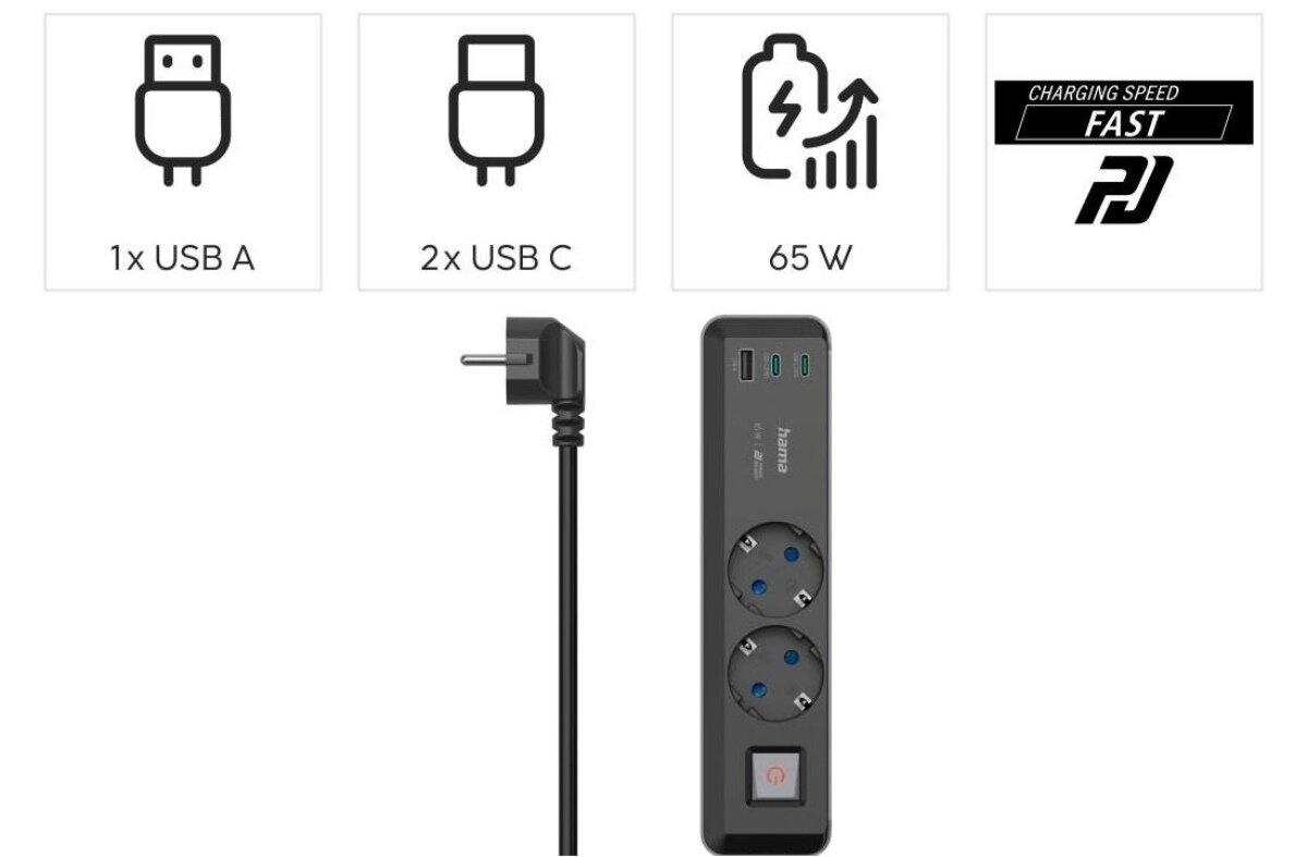 zdjęcie LISTWY ZASILAJĄCEJ 2GN SCHUKO, 1,4M, 2xUSB C/A, PD 65W