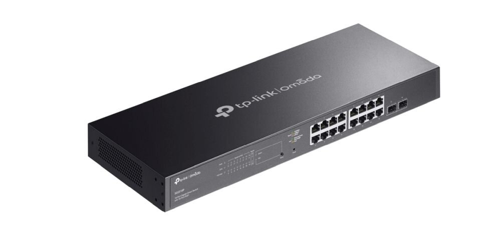 Router TP-LINK Omada VPN Gateway prezentuje porty WAN, LAN i SFP na jasnym tle produktowym