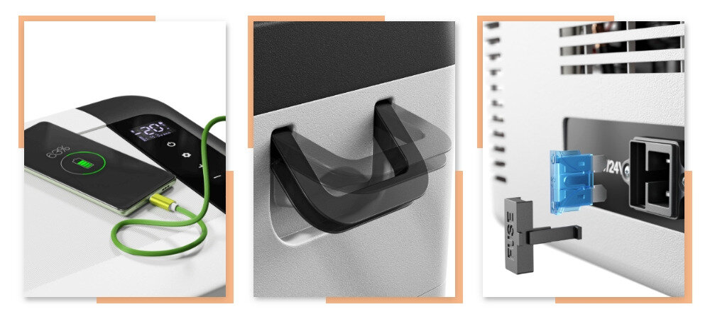 Lodowka YOLCO WX18 funkcje wbudowane gniazdro USB-C Ergonomiczny uchwyt wielopoziomowe zabezpieczenie