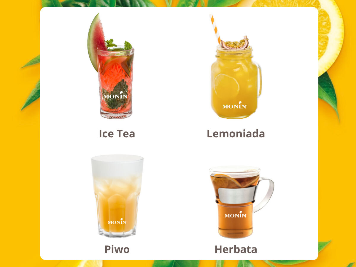 Zestaw syropów do lemoniady MONIN Maxi Set 3 x 250 ml Syrop MONIN Passion Fruit smak zastosowanie