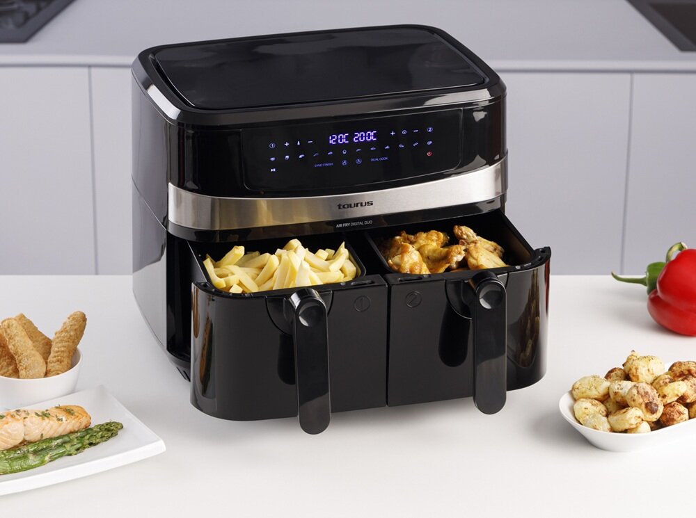 Frytkownica beztłuszczowa TAURUS AF2600D Czarny gorące powietrze zamiast oleju, mniejsza ilość tłuszczu, lżejsze posiłki