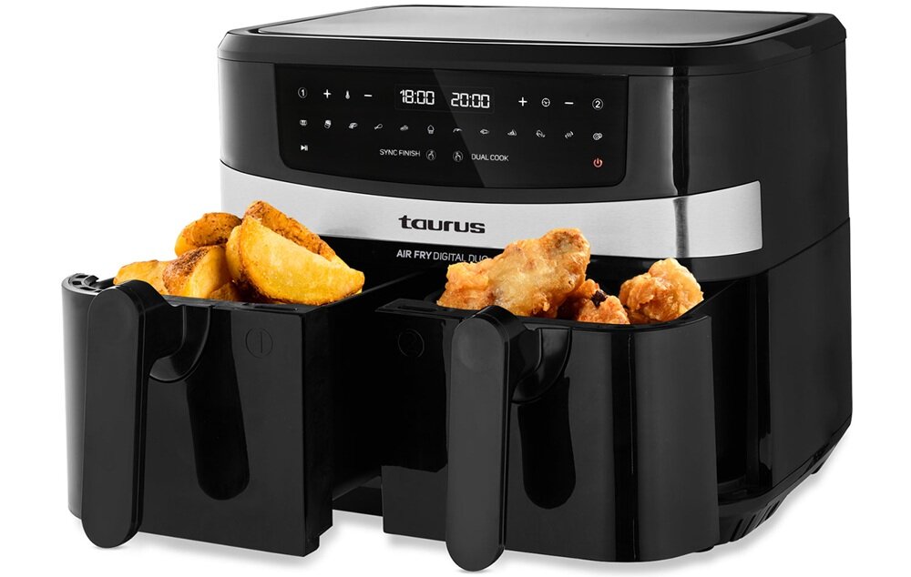Frytkownica beztłuszczowa TAURUS AF2600D Czarny łatow mieści się na blacie, niewielkie wymiary, łatwa organizacja przestrzeni