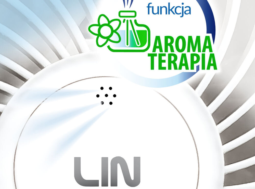 Wentylator LIN FX-05R Biały funkcja aromaterapii nasączenie materiału olejki eteryczne zapachowe płyny odstrzaszające insekty dom pachnacy świeżością pozbycie niechcianych owadów
