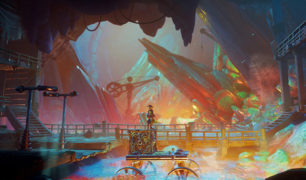 Trine 5: A Clockwork Conspiracy Gra złodziejka magiczne moce poszukiwacze przygód mechaniczna armia krajobrazy nowe postacie tryb jednoosobowy wieloosobowy rozwój zdolności