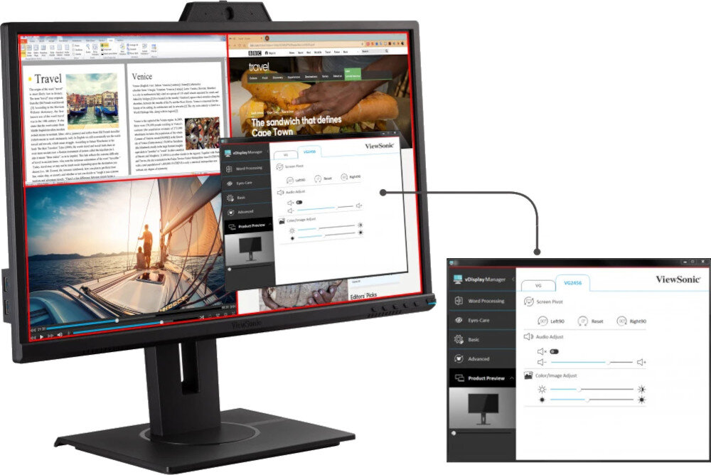 Monitor VIEWSONIC VG2440V (VS18402) obsługa sterowanie aplikacja oprogramowanie