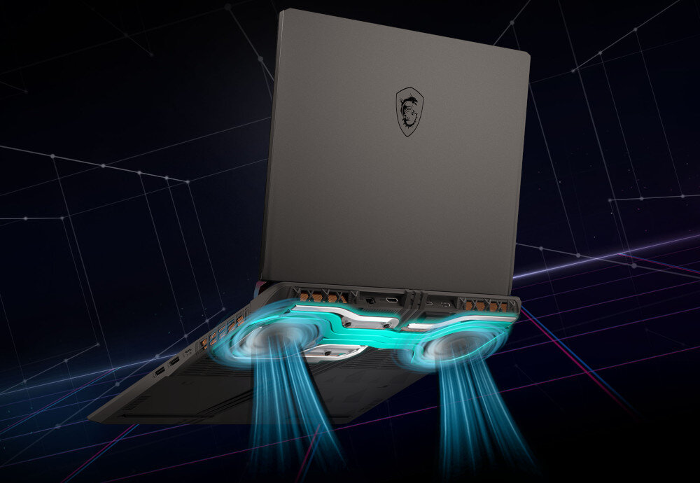 Laptop MSI Vector GP68HX 12VH-026PL chłodzenie wentylatory ciepłowody temperatura głośność