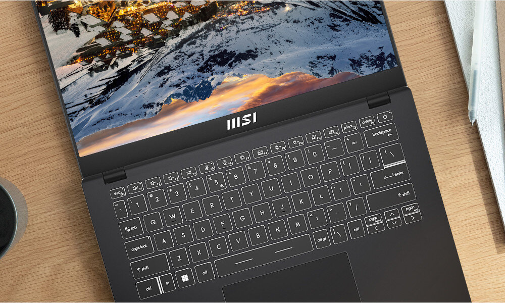Laptop MSI Modern C11M-229PL obsługa touchpad klawiatura podświetlenie klawisze odchylenie