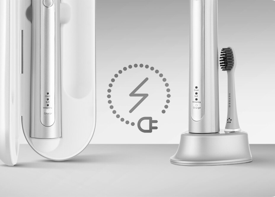 Szczoteczka soniczna SEYSSO Professional Silver wydajny akumlator czas pracy