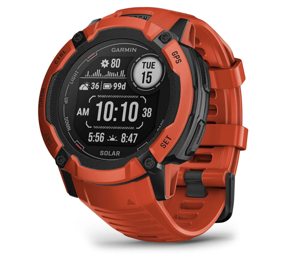 Zegarek sportowy GARMIN <span>Instinct 2X Solar</span> ekran bateria czujniki zdrowie sport pasek ładowanie pojemność rozdzielczość łączność sterowanie krew puls rozmowy smartfon aplikacja