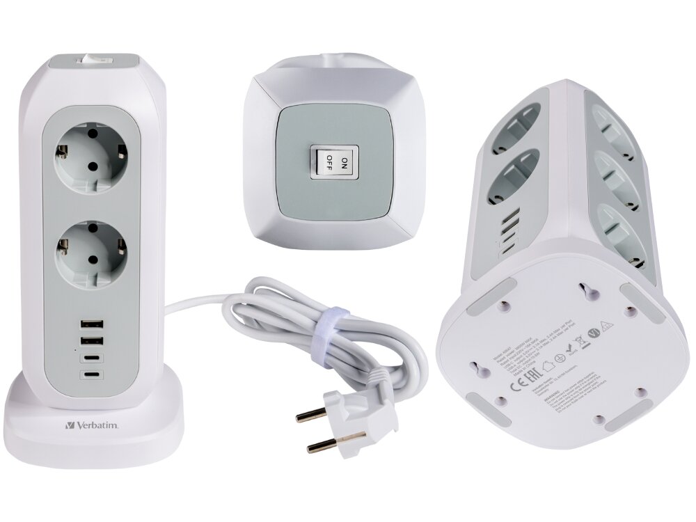 Listwa VERBATIM EUPT-01
                listwa na białym tle pod różnymi kątami przełącznik on off odłączanie wszystkich urządzeń mocowanie do stołu wygoda stabilność użytkowania
