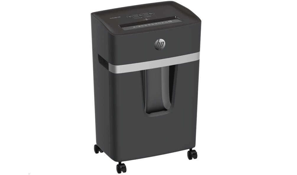 Niszczarka HP Pro Shredder 15CC wymiary Funkcja cofania Karty kredytowe papier spinacze zszywki pojemny kosz wyposażenie