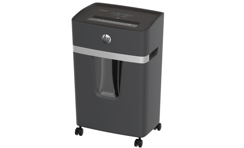 Niszczarka HP Pro Shredder 15CC wymiary Funkcja cofania Karty kredytowe papier spinacze zszywki pojemny kosz wyposażenie