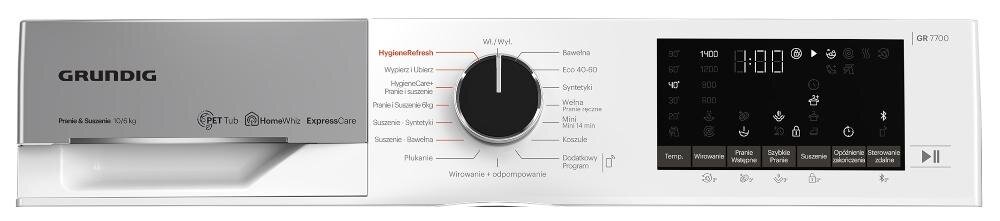 GRUNDIG GD7P5104427WPB pokrętło program pranie suszenie wyświetlacz panel sterowanie