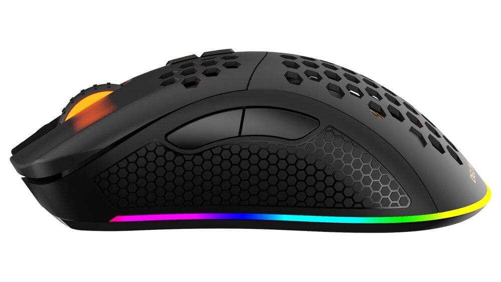 Mysz DELTACO Gam-120 RGB Mysz lekkość przewodowa bezprzewodowa podświetlenie działanie konstrukcja przyciski konfiguralne sensor optyczny połączenie rozgrywka komfort