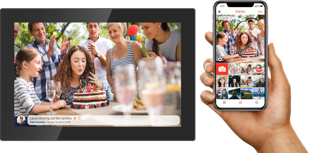 Ramka cyfrowa DENVER Frameo PFF-1037B Czarny aplikacja łączność Wi-Fi obsługa